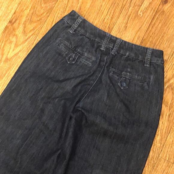 Coldwater Creek Blue Denim Trouser Pant Pickstitch Straight Leg Size P4 Petite 4 - Picture 6 of 8
